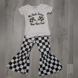 Racing bell bottom Flares Girls set 2t Nwot